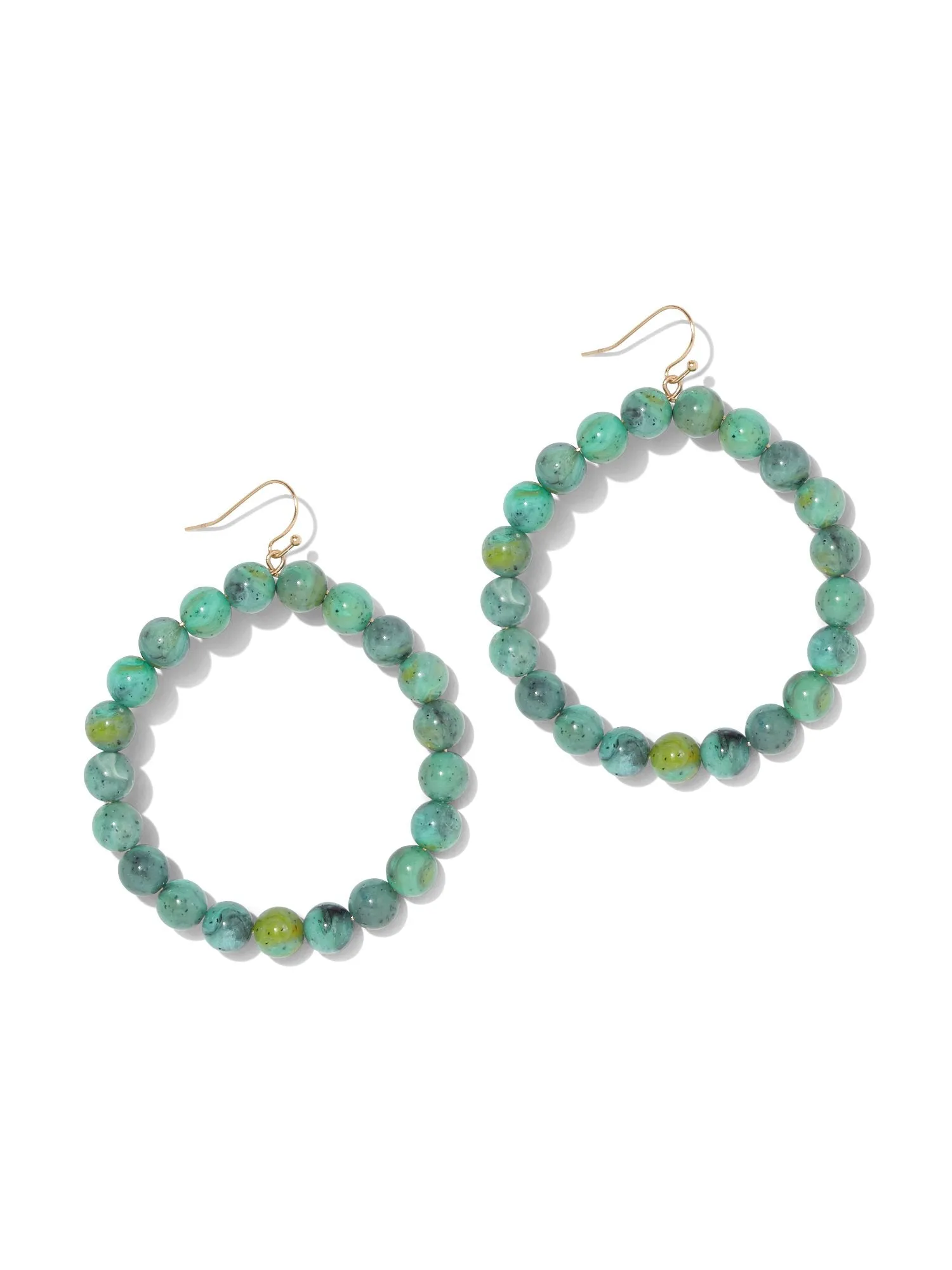 Faux-Turquoise Beaded Hoop Drop Earring