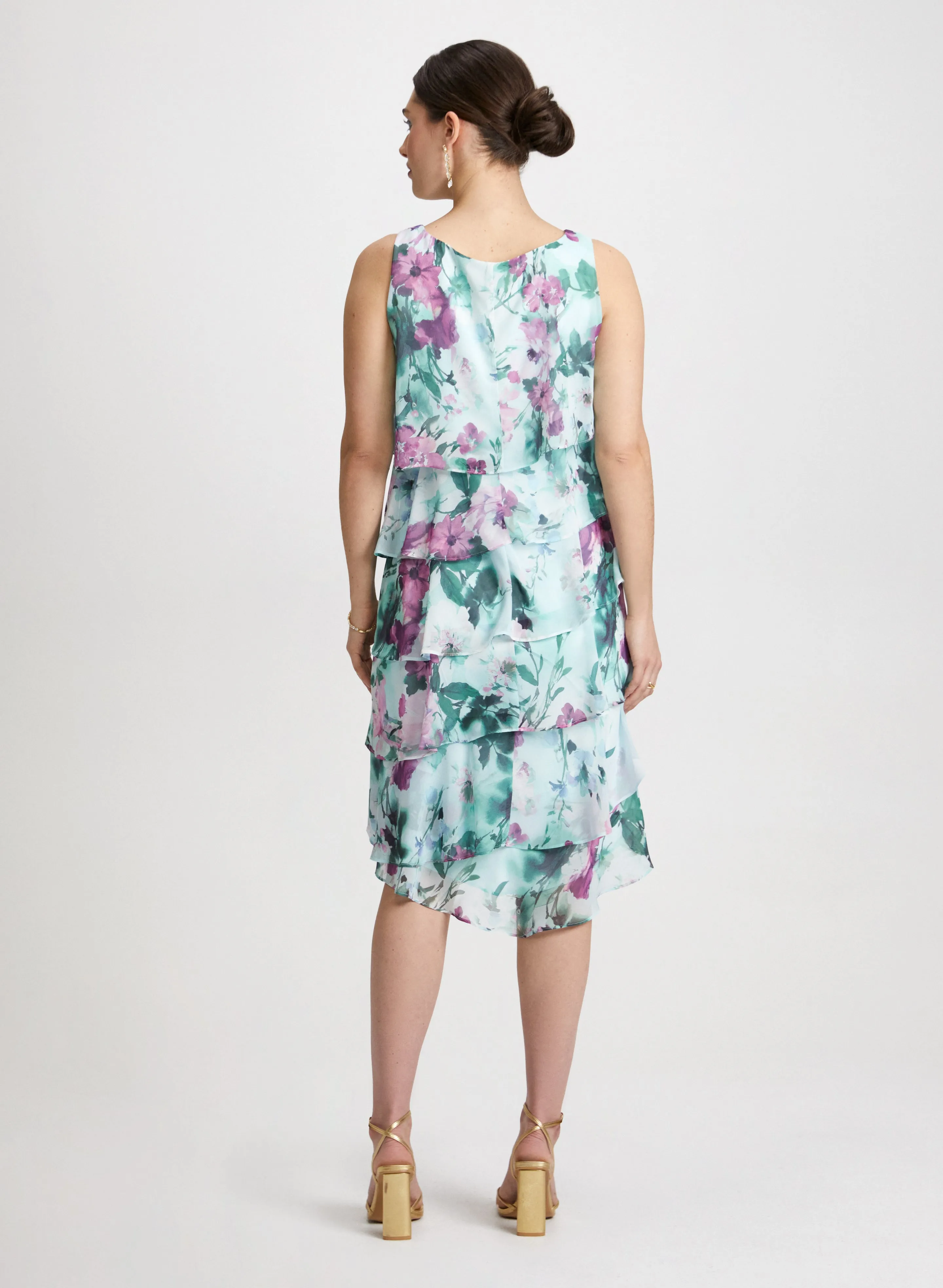 Floral Asymmetric Tiered Dress