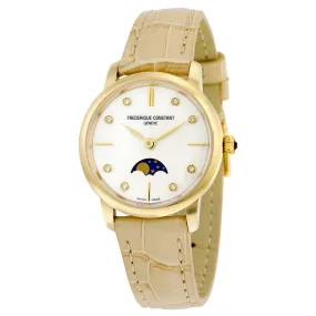 Frederique Constant Slim Line Gold-tone Case Moonphase Ladies Watch FC-206MPWD1S5