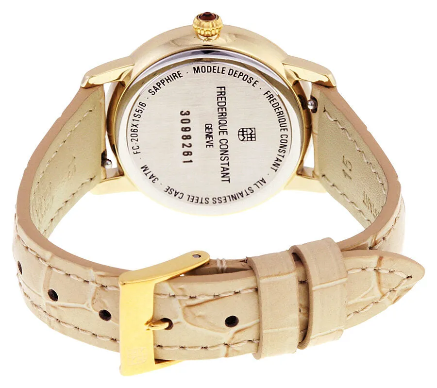 Frederique Constant Slim Line Gold-tone Case Moonphase Ladies Watch FC-206MPWD1S5