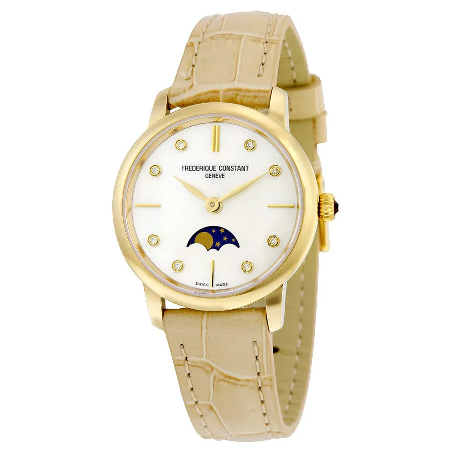 Frederique Constant Slim Line Gold-tone Case Moonphase Ladies Watch FC-206MPWD1S5