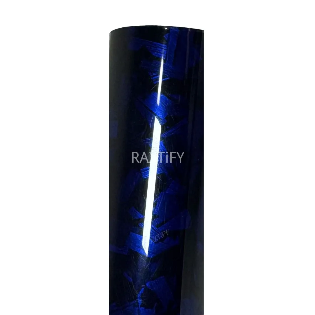 Gloss Camouflage Black Blue Forged Carbon Vinyl Wrap