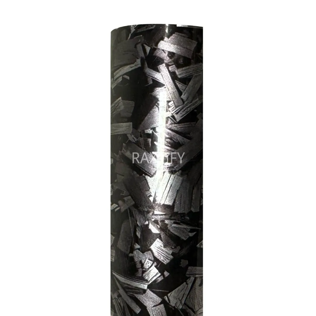 Gloss Camouflage Black Silver Forged Carbon Vinyl Wrap