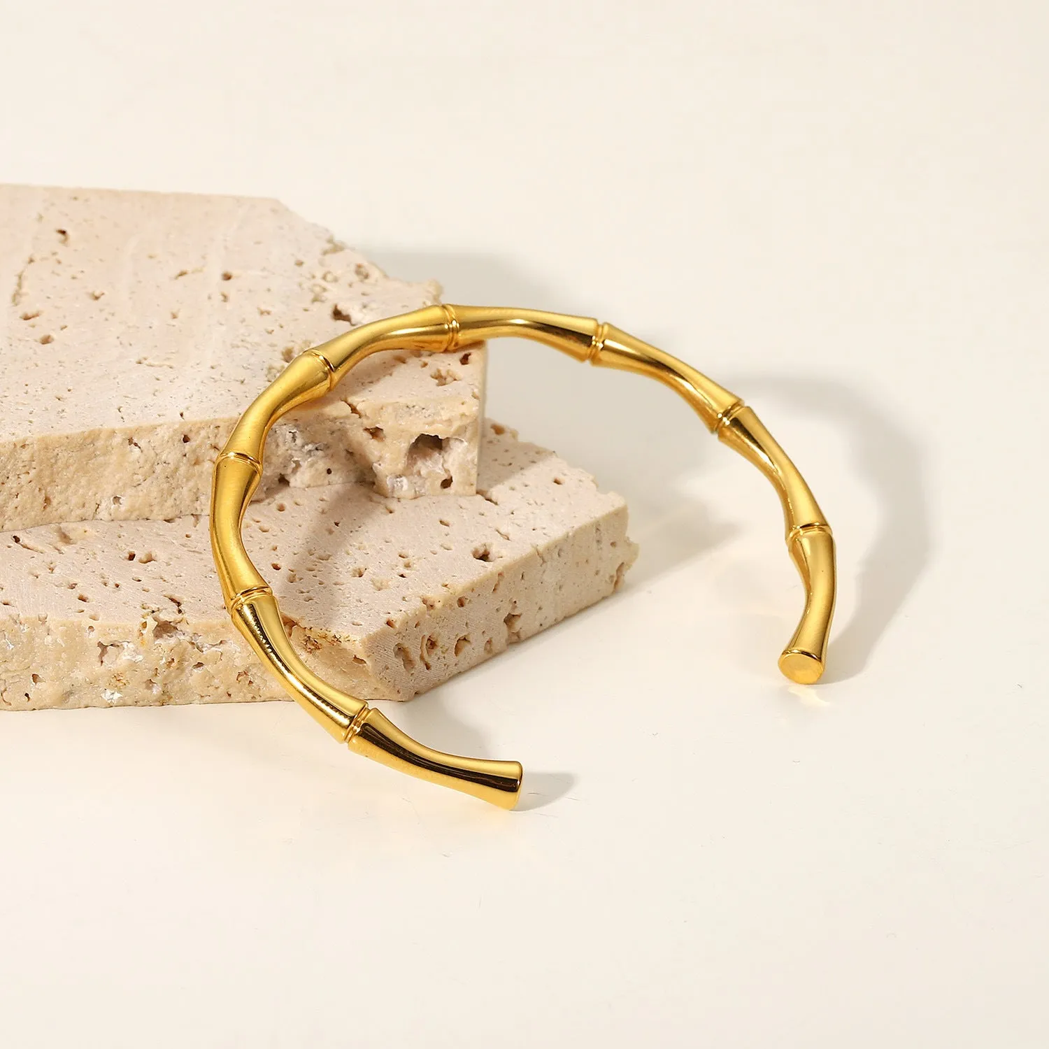 Gold Bamboo Cuff Bracelet