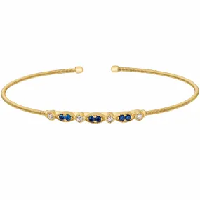 Gold Finish Sterling Silver Cable Cuff Bracelet - LL7021B-G-SAP