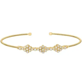 Gold Finish Sterling Silver Cable Cuff Bracelet - LL7024B-G