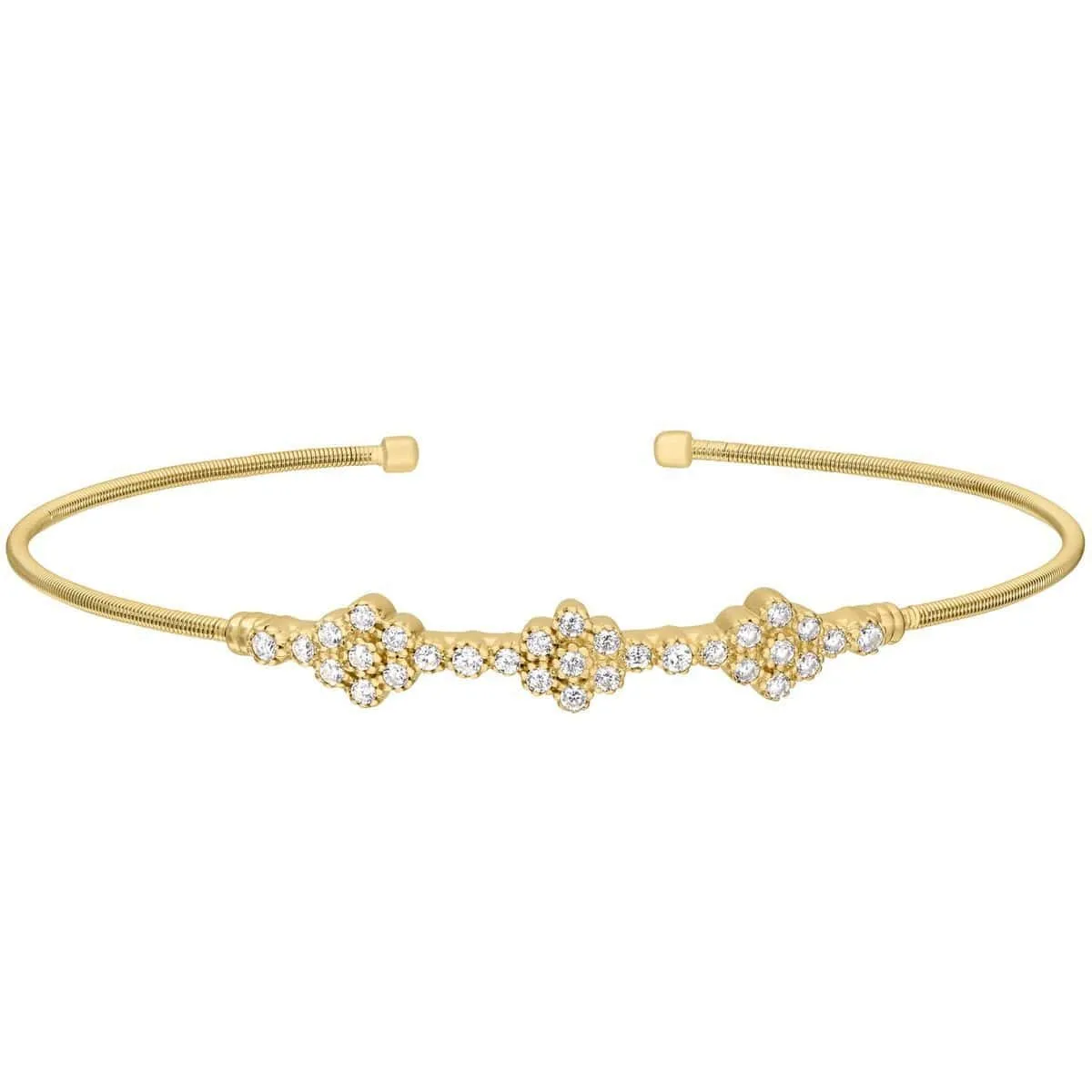 Gold Finish Sterling Silver Cable Cuff Bracelet - LL7024B-G