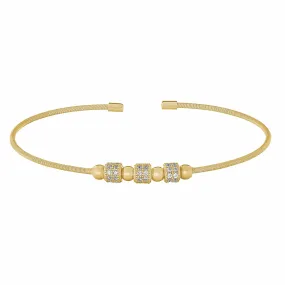 Gold Finish Sterling Silver Cable Cuff Bracelet - LL7063B-G