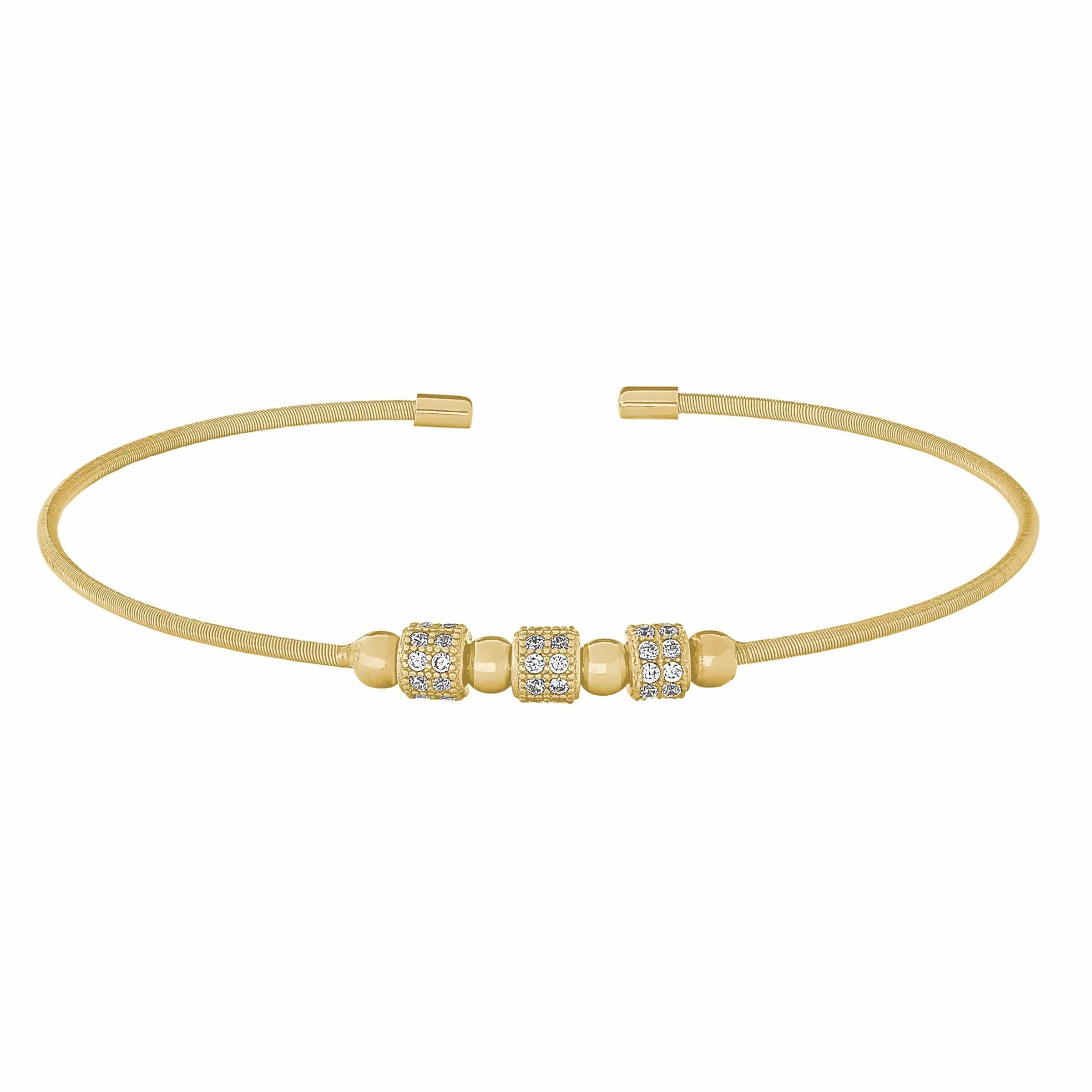 Gold Finish Sterling Silver Cable Cuff Bracelet - LL7063B-G