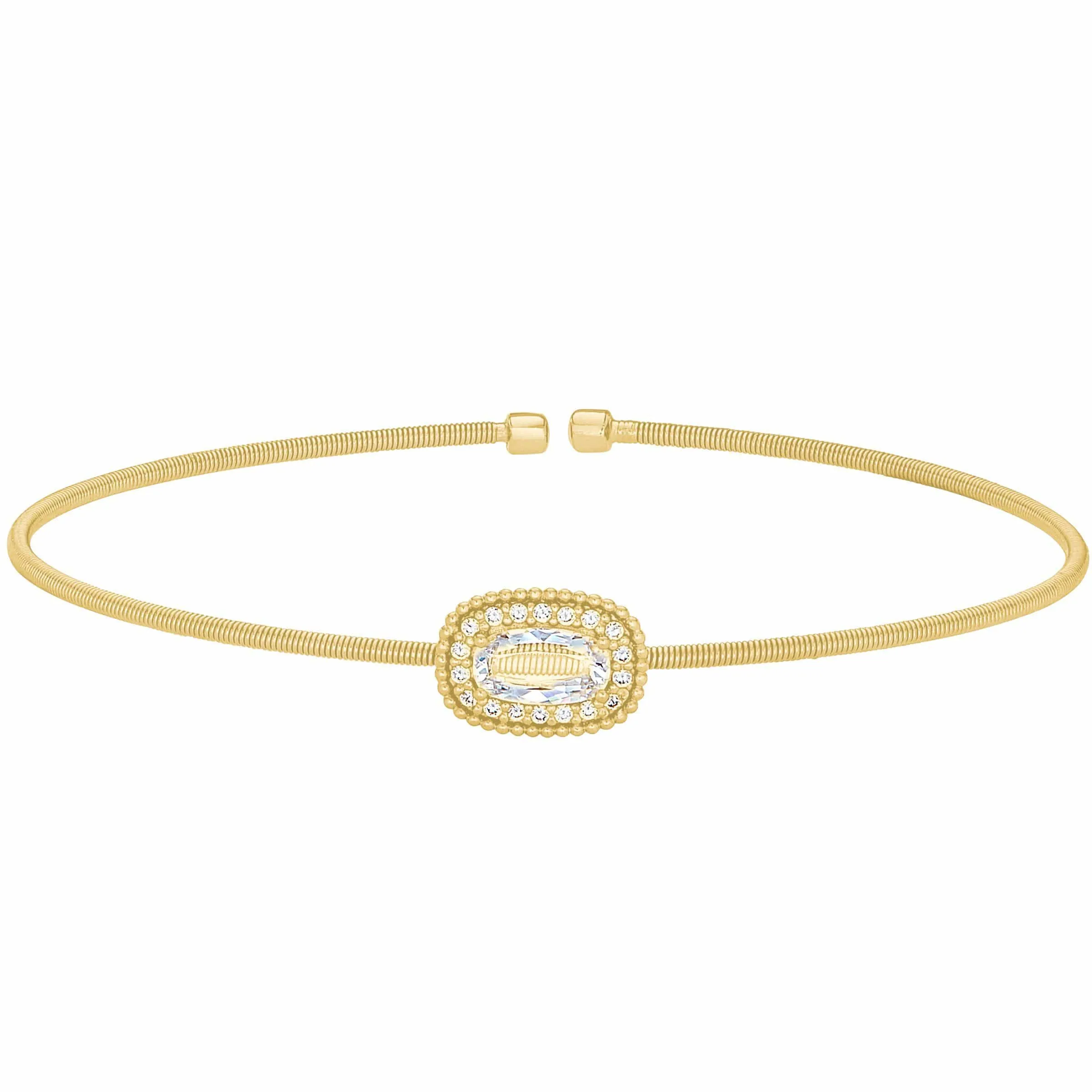 Gold Finish Sterling Silver Cable Cuff Bracelet - LL7073B-G