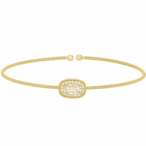 Gold Finish Sterling Silver Cable Cuff Bracelet - LL7073B-G