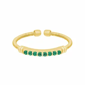 Gold Finish Sterling Silver Emerald Birth Gems May Ring - LL7004R5-G-5