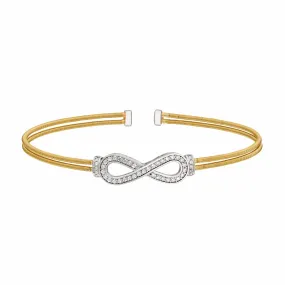 Gold Finish Sterling Silver Two Cable Cuff Bracelet - LL7007B-G/RH