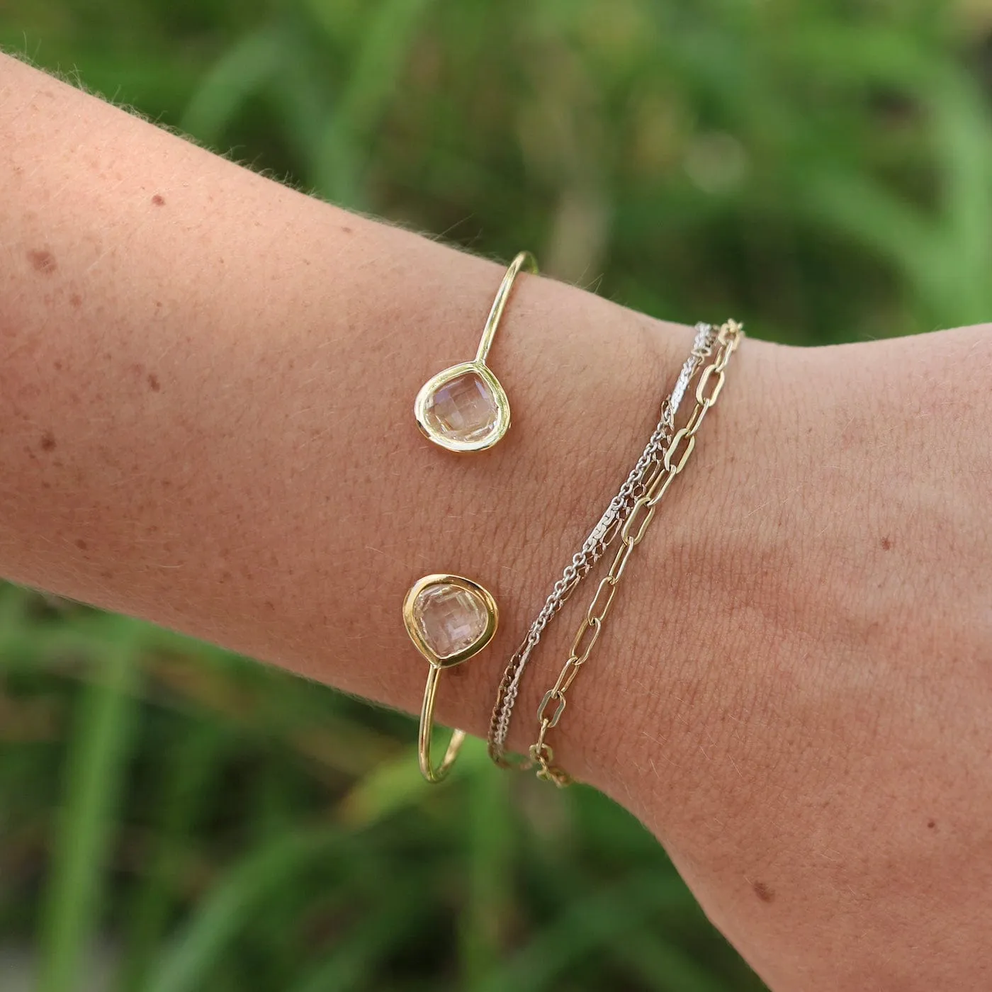 Gold Plated Double Clear Crystal Bracelet
