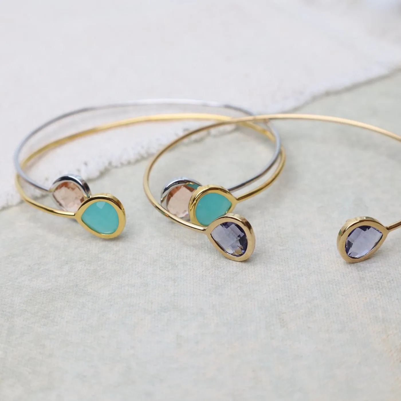 Gold Plated Double Plum Crystal Bracelet