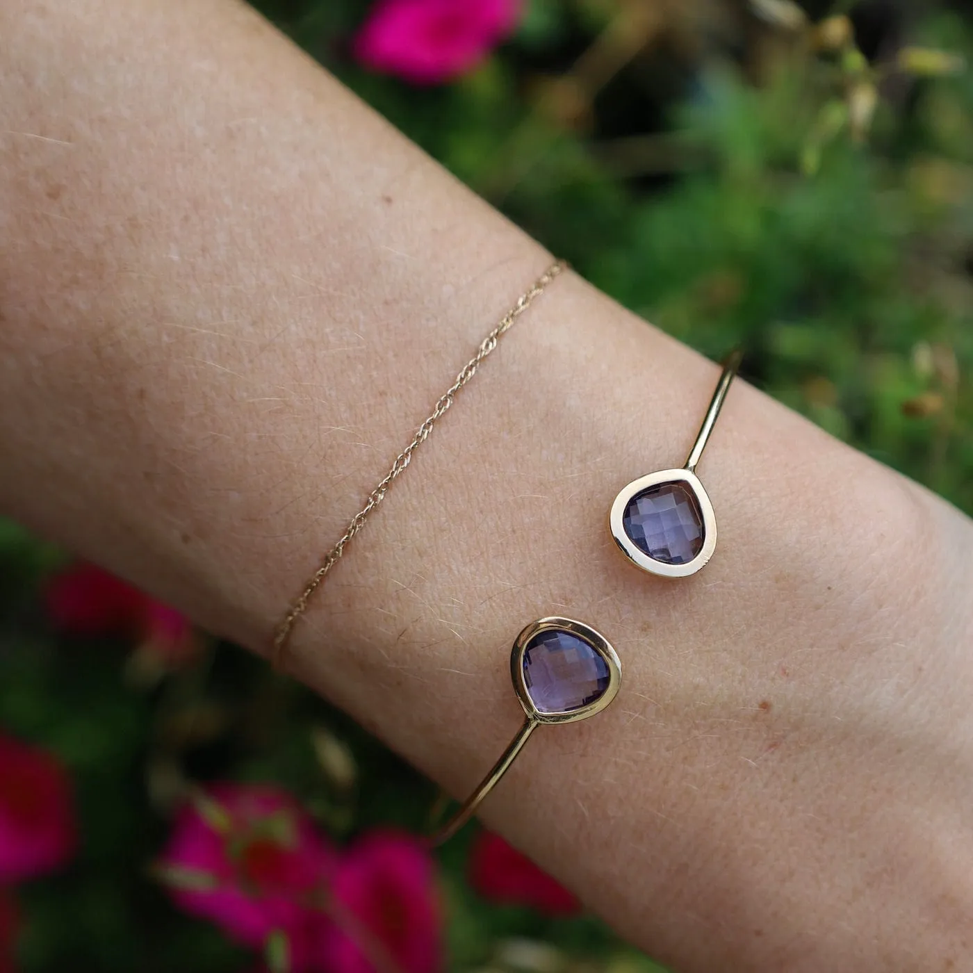 Gold Plated Double Plum Crystal Bracelet