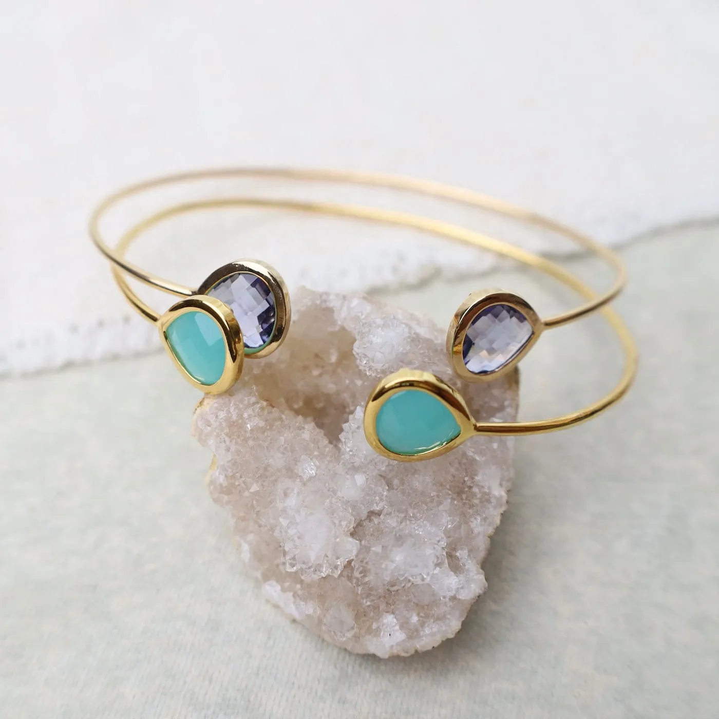 Gold Plated Double Plum Crystal Bracelet
