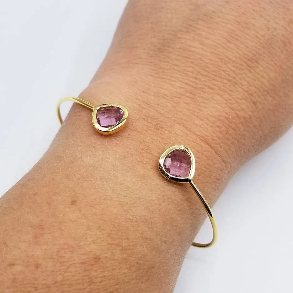 Gold Plated Lavender Double Crystal Bracelet