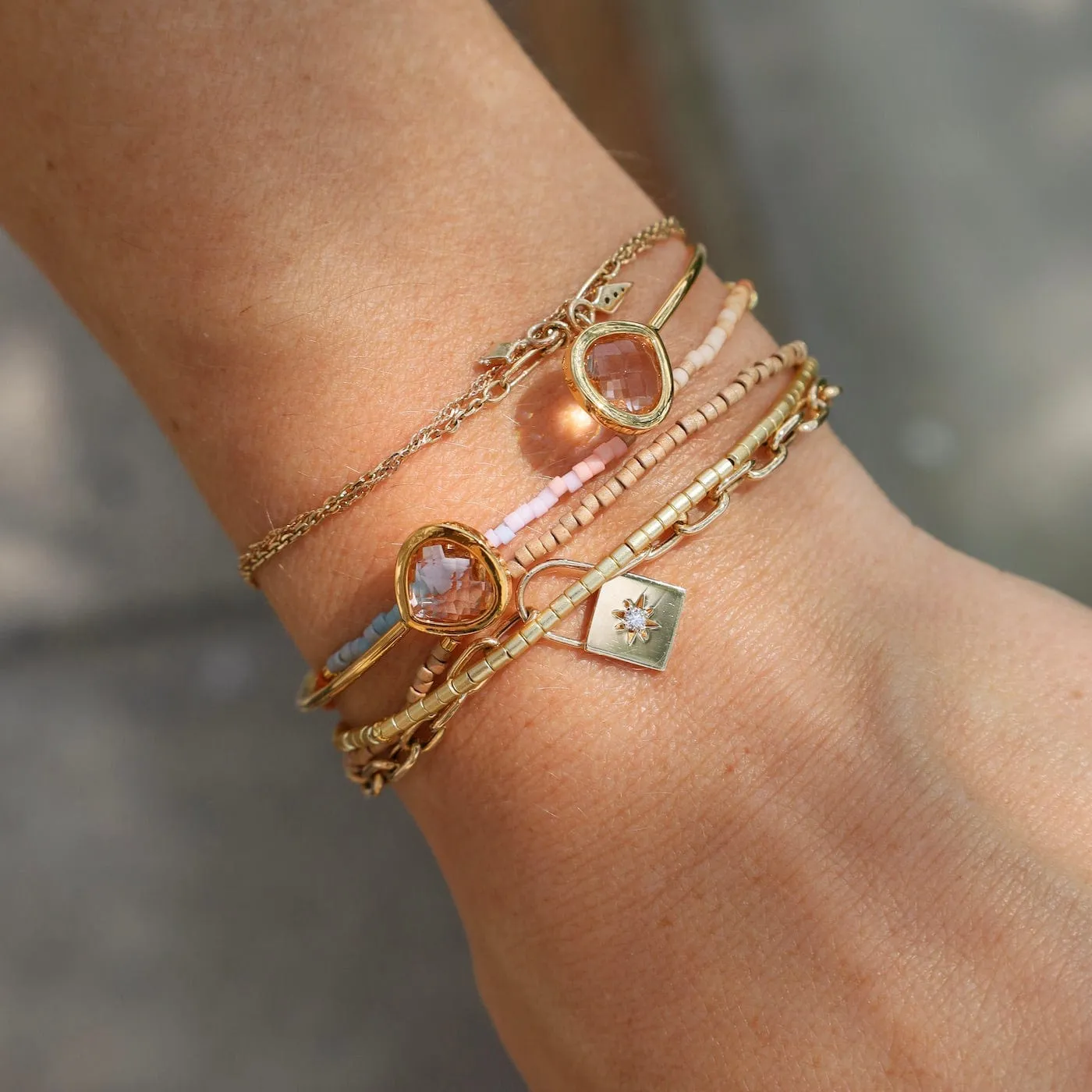 Gold Plated Peach Double Crystal Bracelet