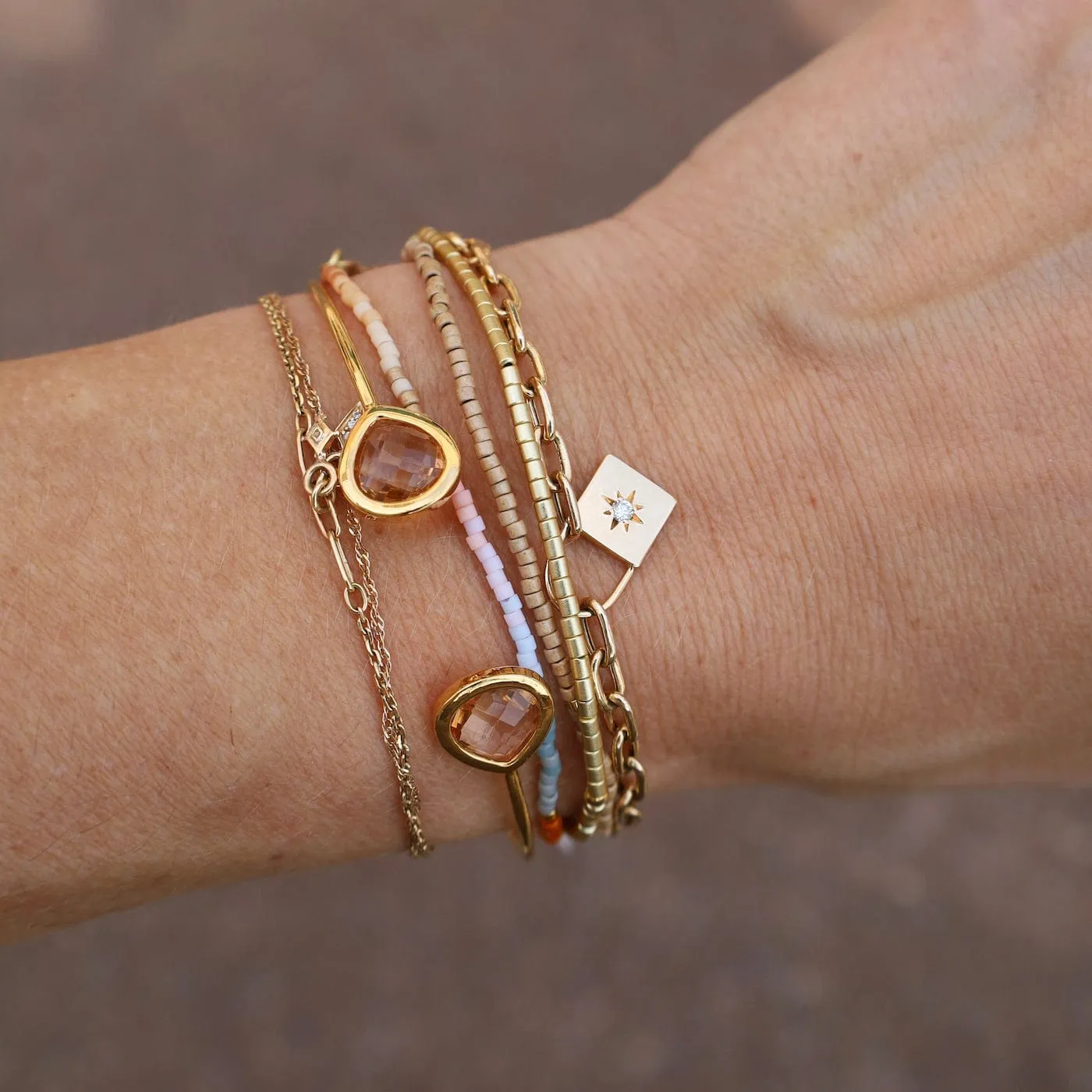 Gold Plated Peach Double Crystal Bracelet