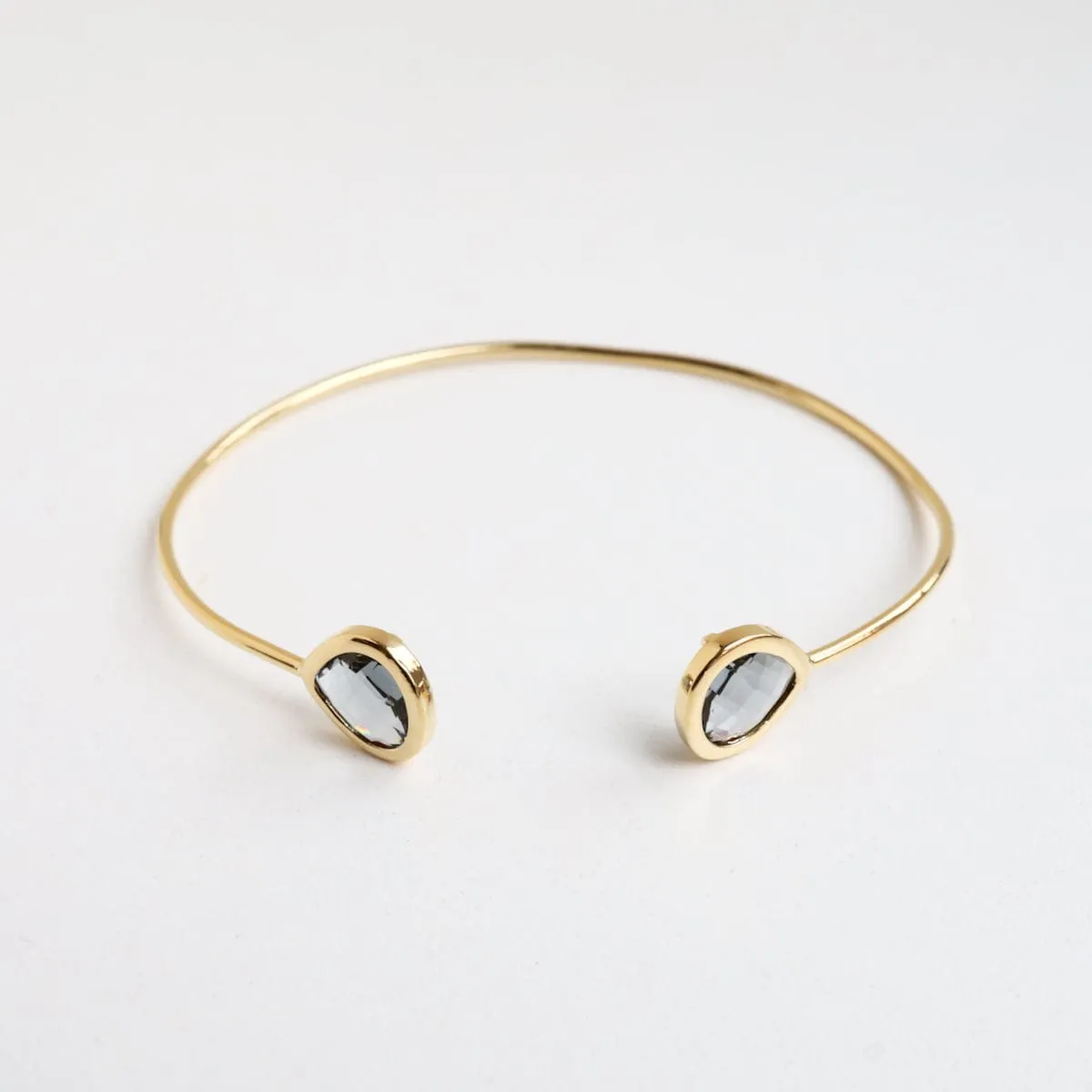 Gold Plated Smokey Gray Double Crystal Bracelet