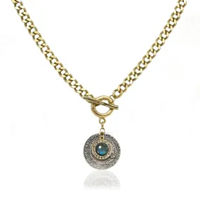 GOLD TOGGLE GEORGE II LABRADORITE CHARM NECKLACE
