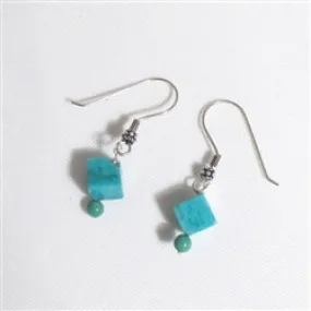 Handcrafted Turquoise Cube Drop Earrings