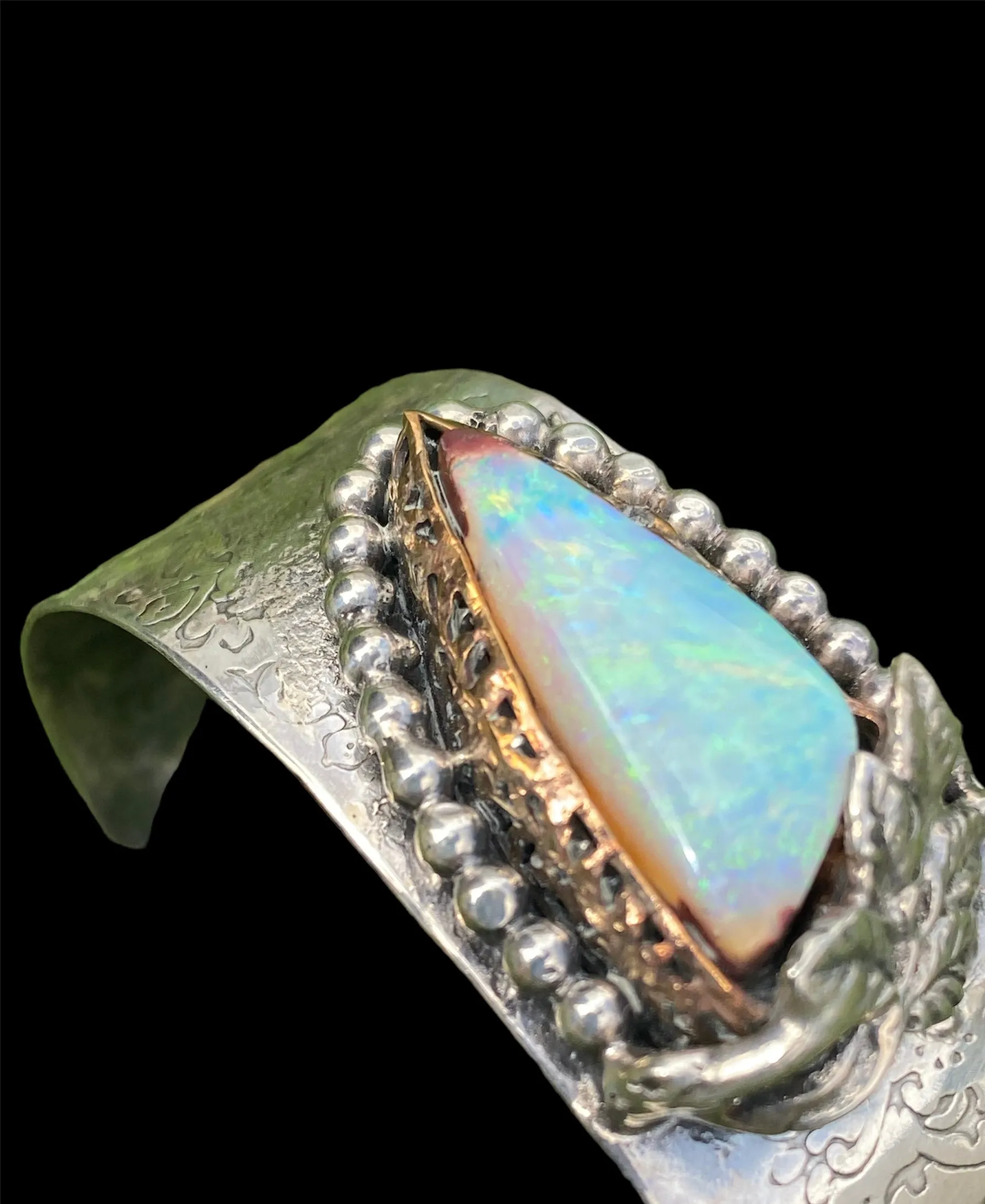Handmade 14k Gold filled Bezel set Opal Cuff