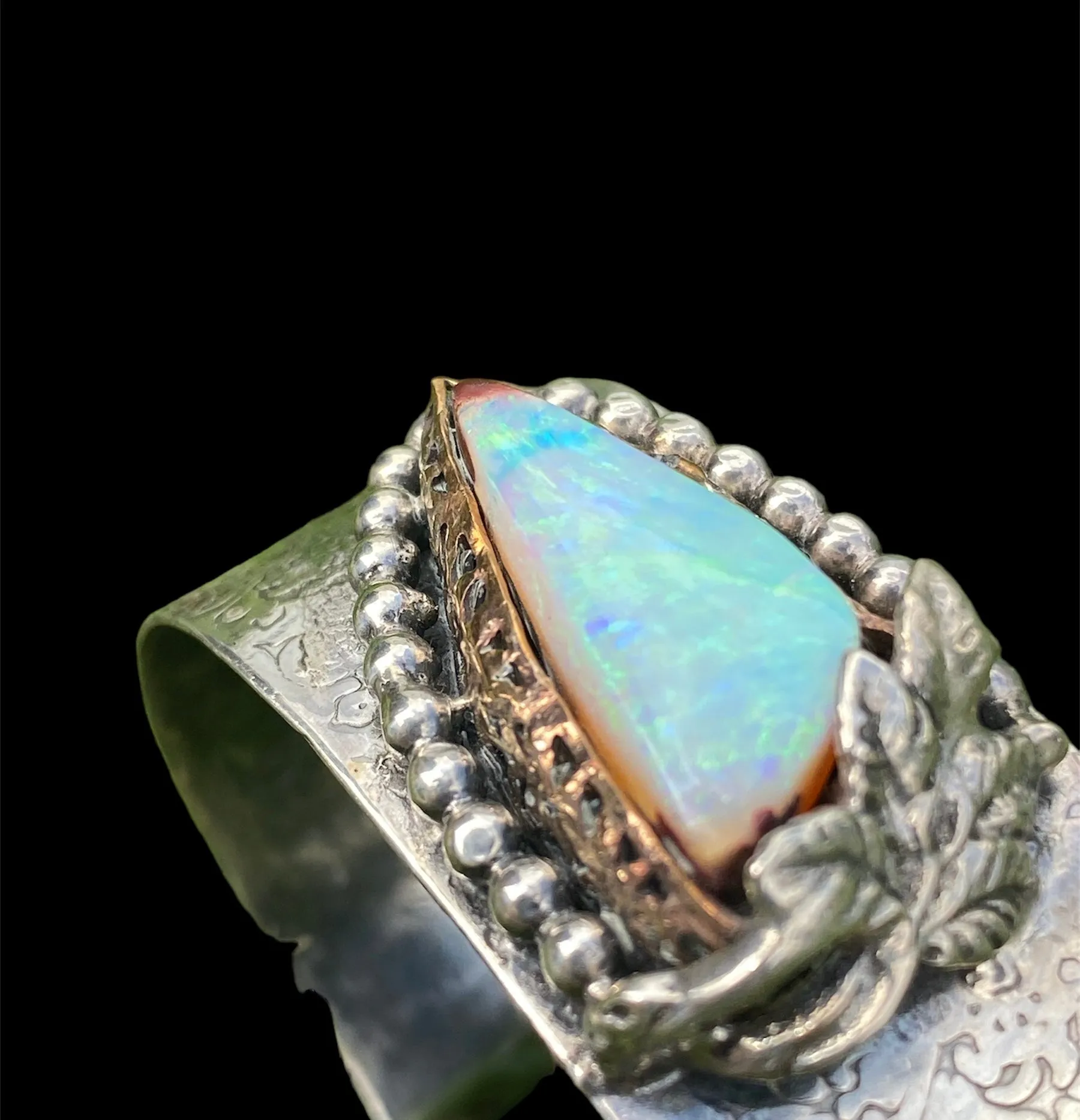 Handmade 14k Gold filled Bezel set Opal Cuff