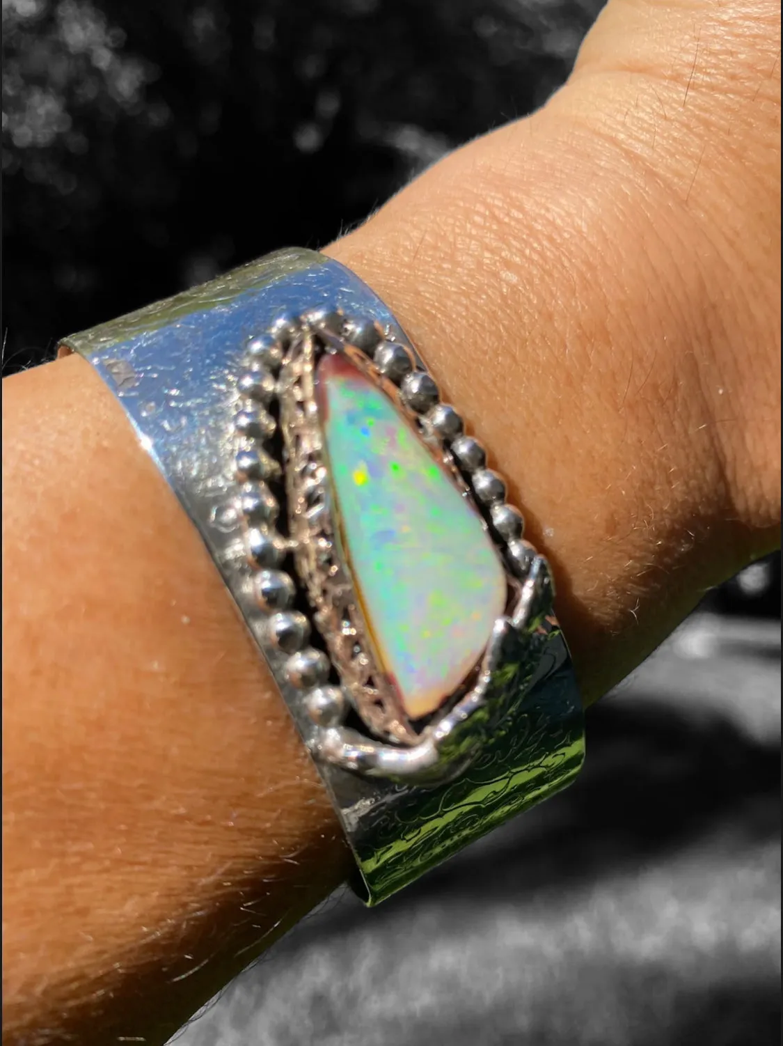 Handmade 14k Gold filled Bezel set Opal Cuff
