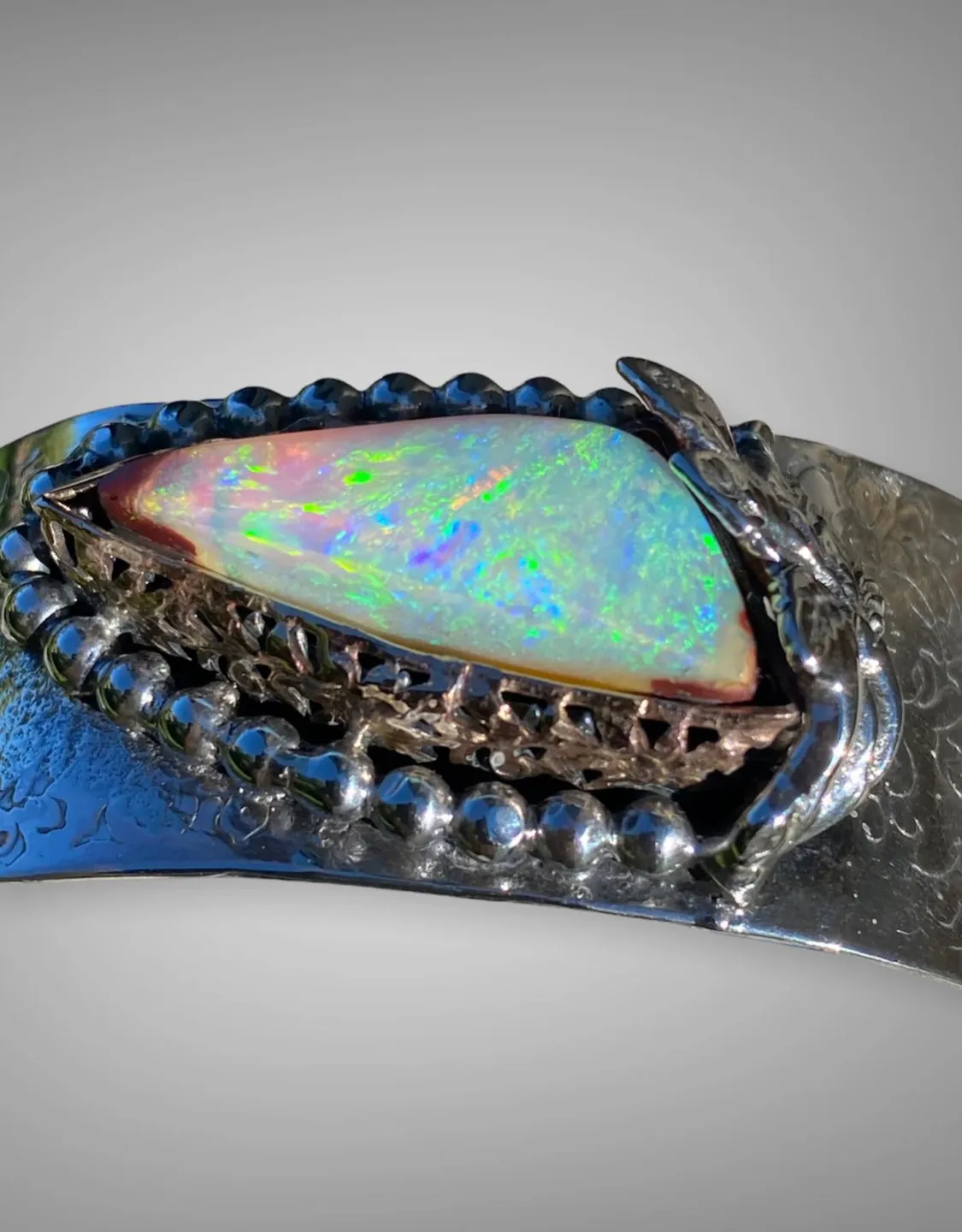 Handmade 14k Gold filled Bezel set Opal Cuff