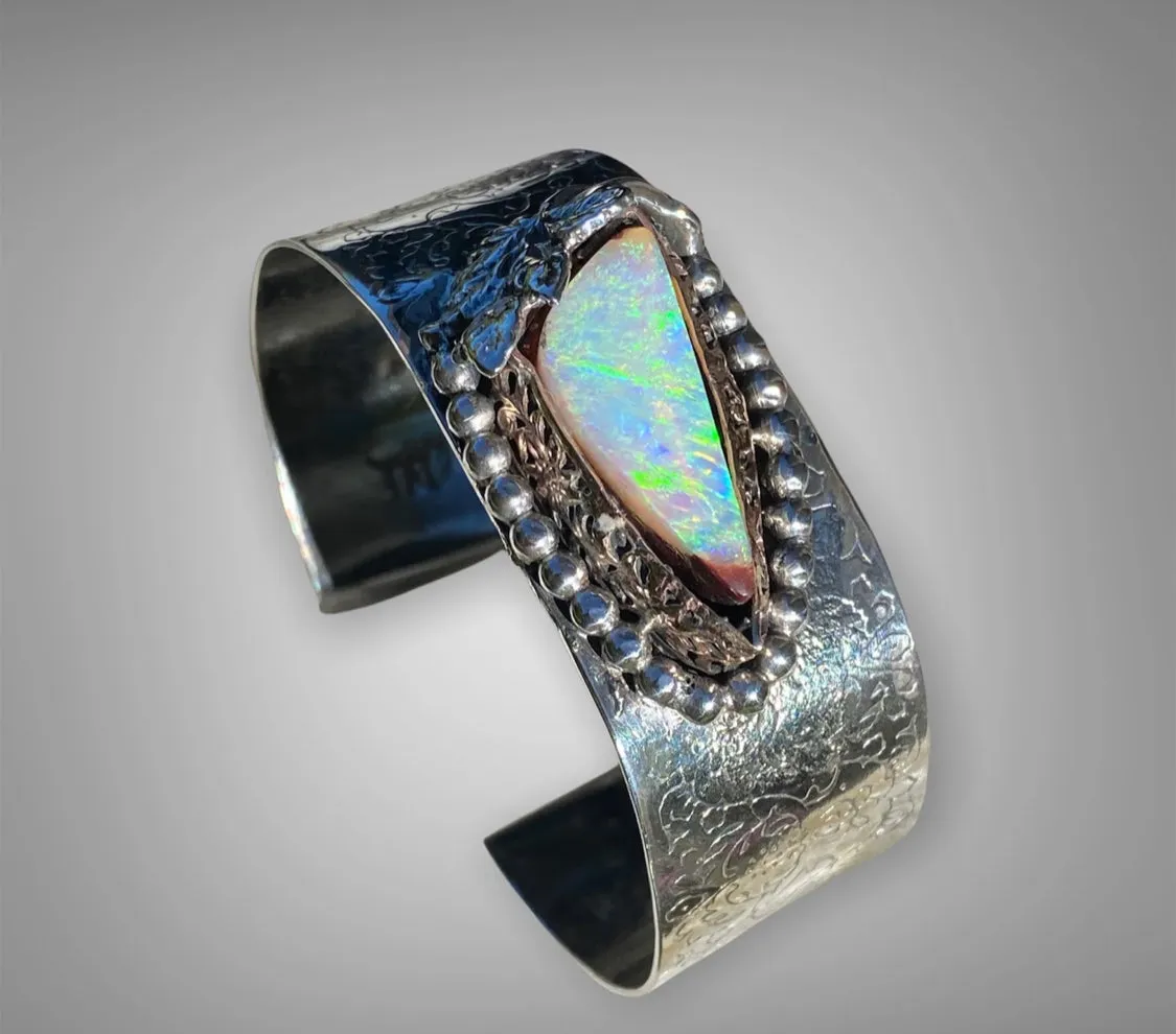 Handmade 14k Gold filled Bezel set Opal Cuff
