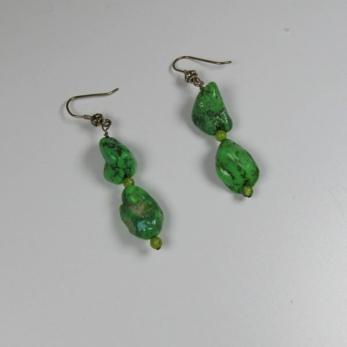 Handmade Apple Green Turquoise Earrings