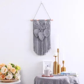 Handmade Macrame Wall Hanging with Tassels - Grey