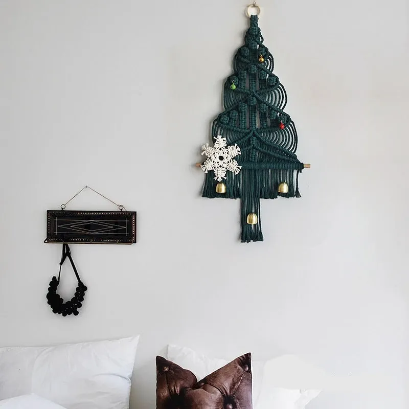 Handwoven Boho Macrame Christmas Tree Wall Hanging