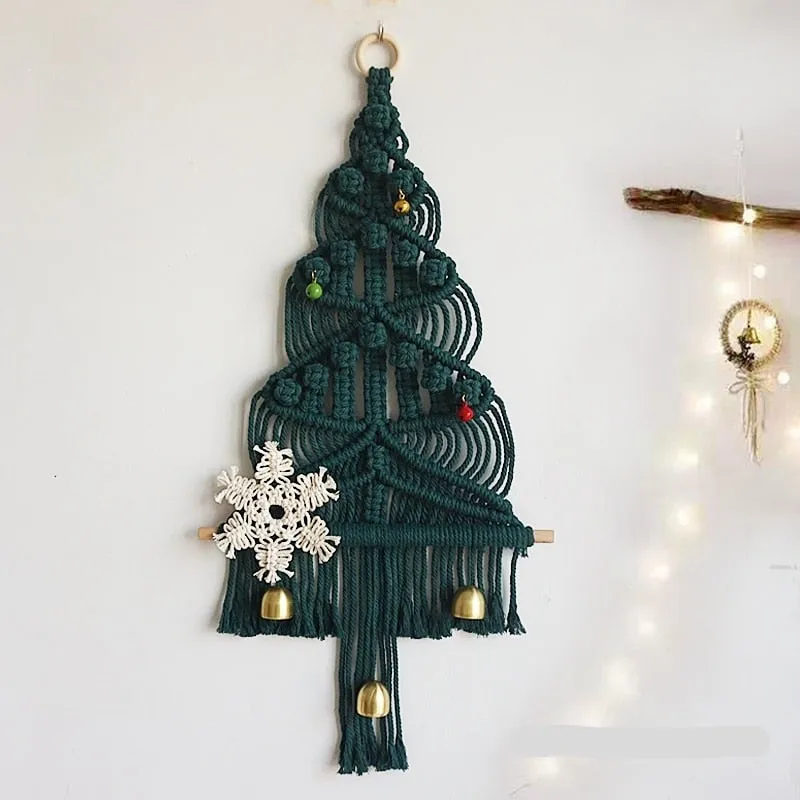 Handwoven Boho Macrame Christmas Tree Wall Hanging