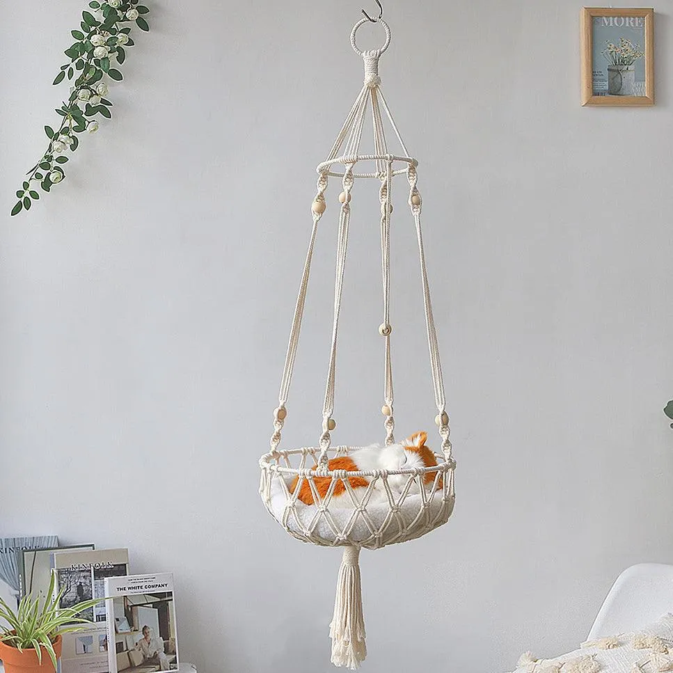 Handwoven Macrame Pet Swing Hammock