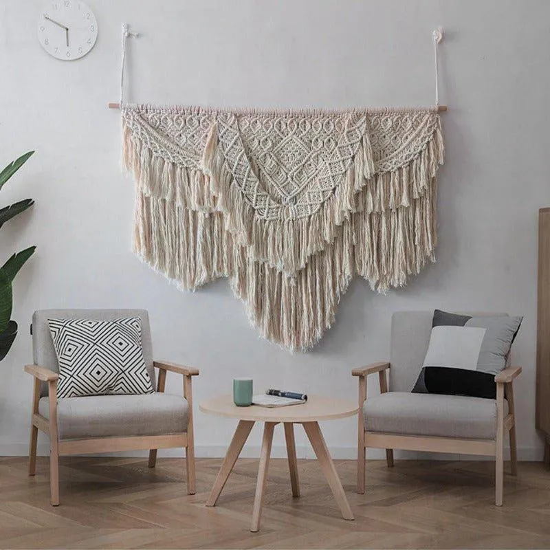 Handwoven Sizable Macrame Wall Hanging Tapestry