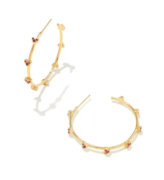 HAVEN CRYSTAL GOLD PINK HOOP EARRINGS