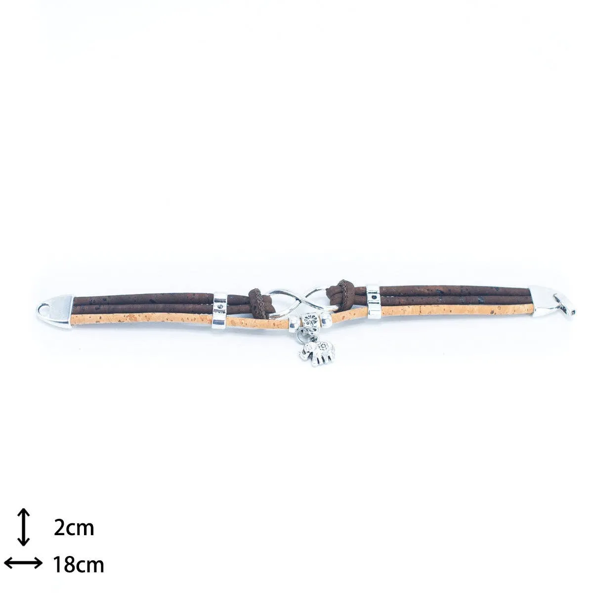 Infinity Elephant Charm Cork Cord Bracelet  BR-471-MIX-5