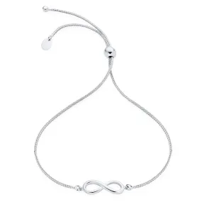 Infinity Symbol Bolo Style Bracelet .925Sterling Silver Adjustable