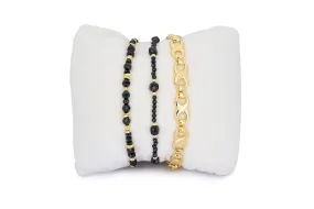 Izu Black Spinel Gold Stacking Bracelet