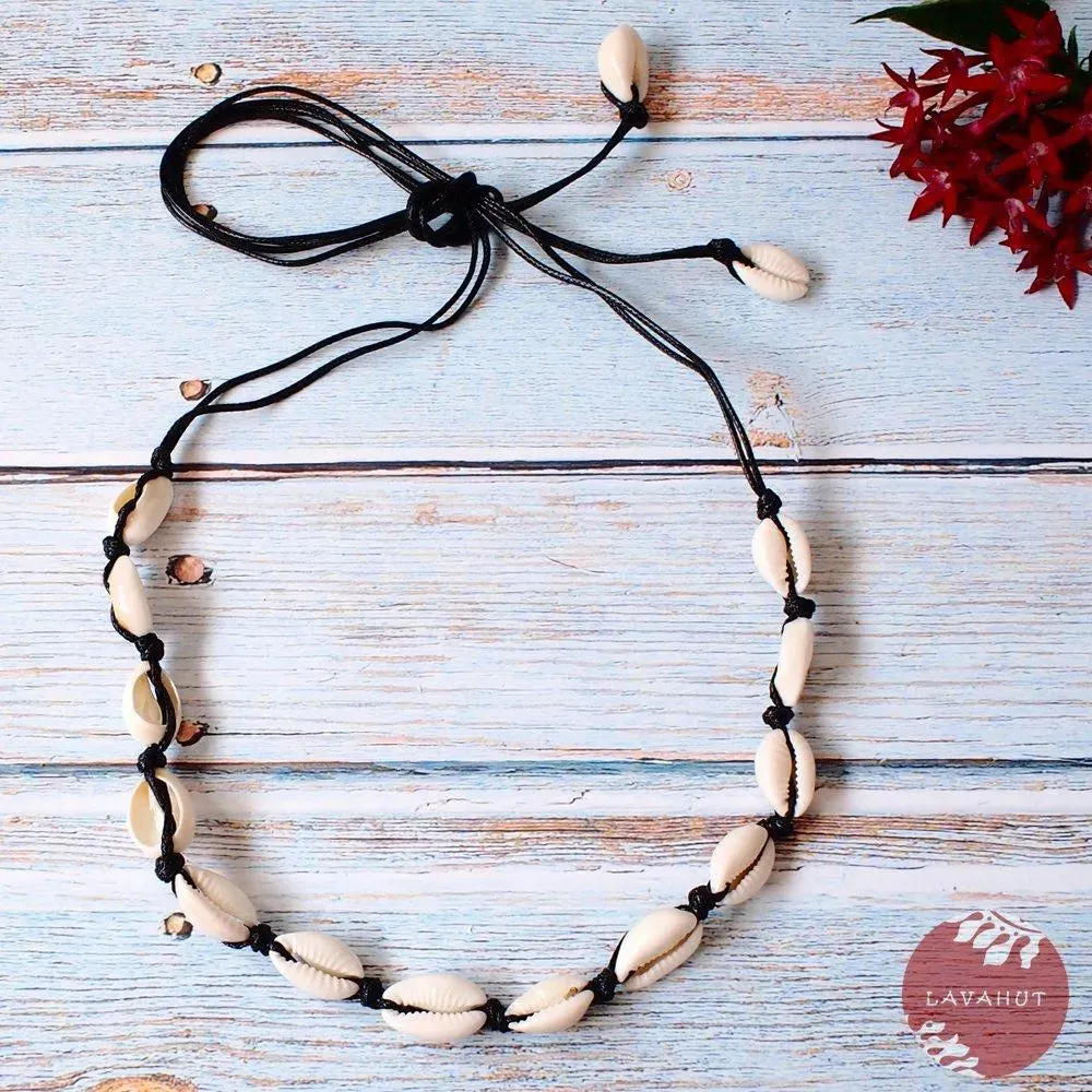 Kaena Cowry Black Hawaiian Necklace