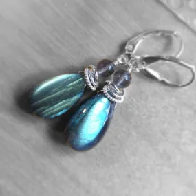 labradorite earrings - silver