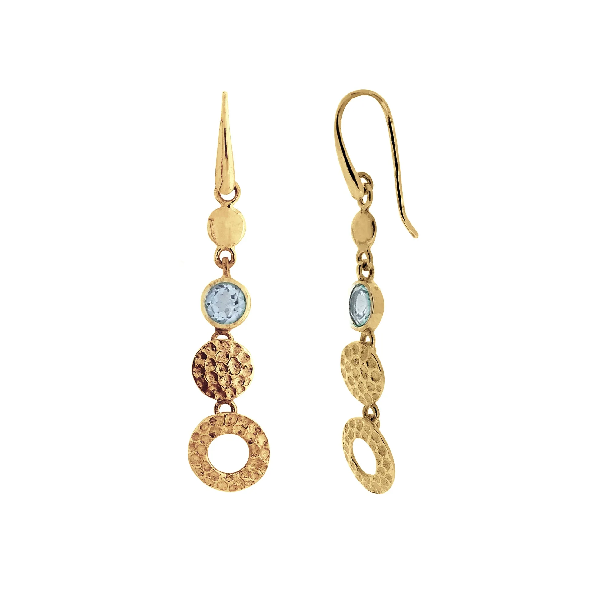 Lakshmi Drop Earrings - Gold Blue Topaz
