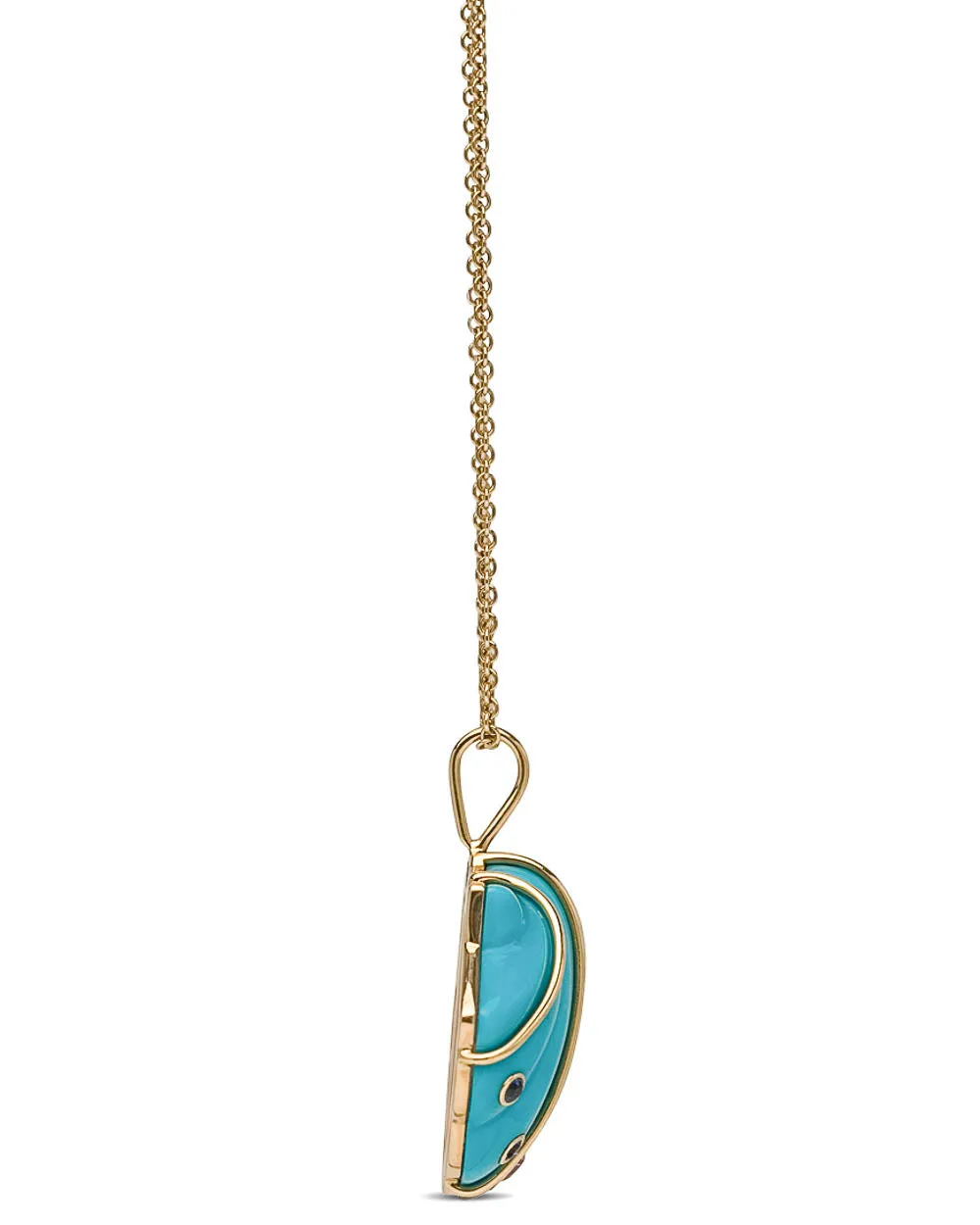Lapis and Turquoise Seashell Pendant Necklace