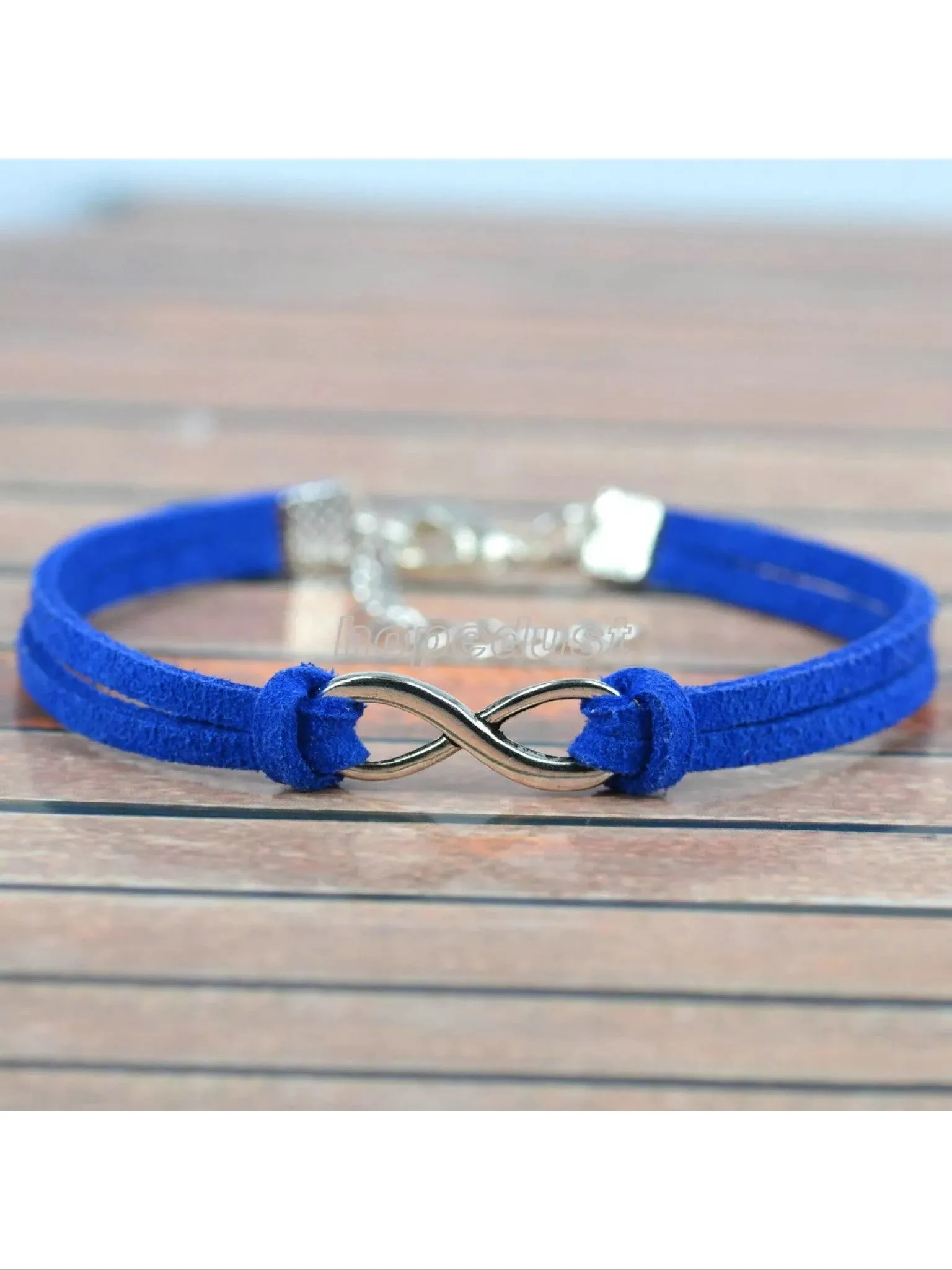 Leather infinity charm bracelets