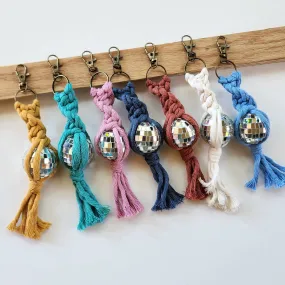 Macrame Disco Ball Keychain Charm, Boho Gifts for Women WHOLESALE