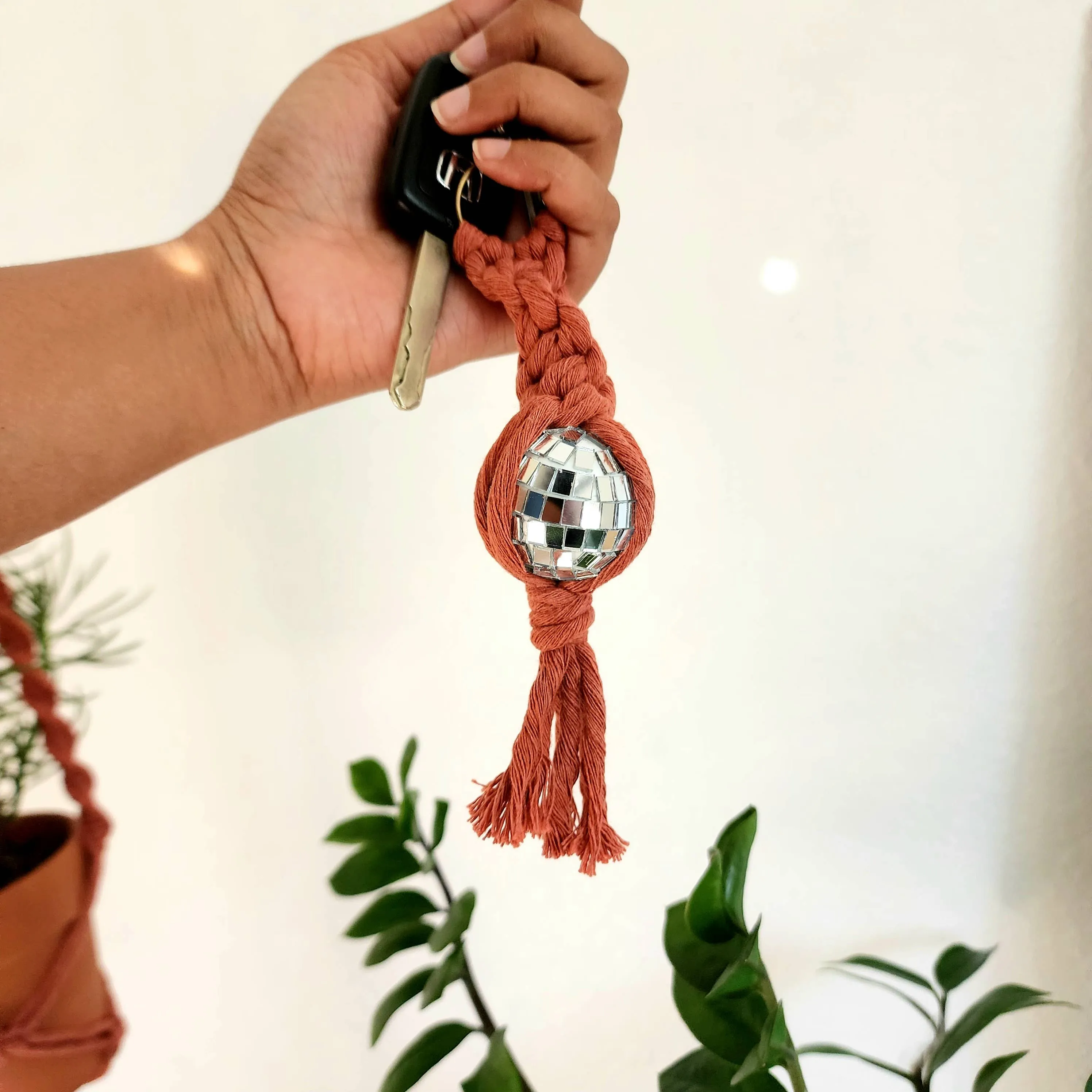 Macrame Disco Ball Keychain Charm, Boho Gifts for Women WHOLESALE