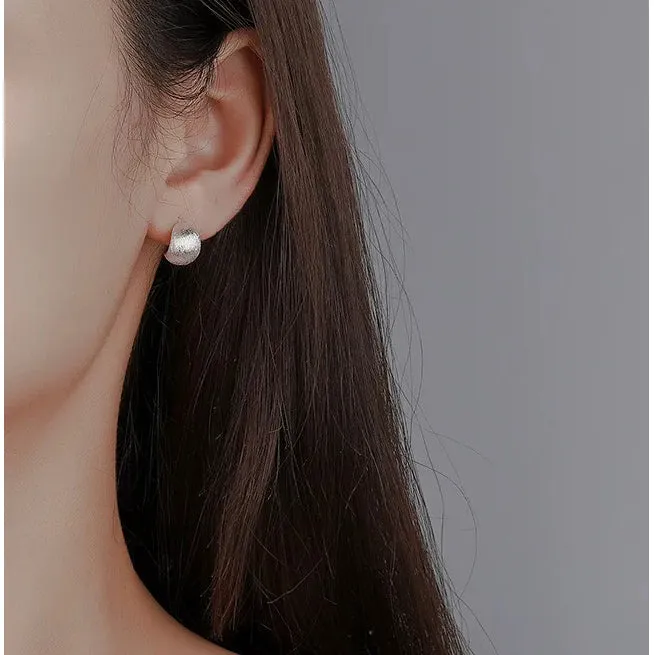 Matte Sterling Silver Half Hoop Earrings for Women